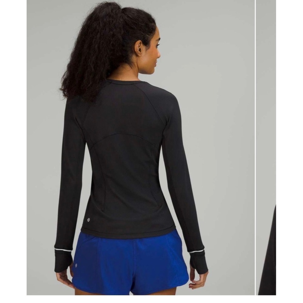 Lululemon Its Rulu Run Ribbed Long Sleeve Shirt Black LW3INUS Size 4 Activewear